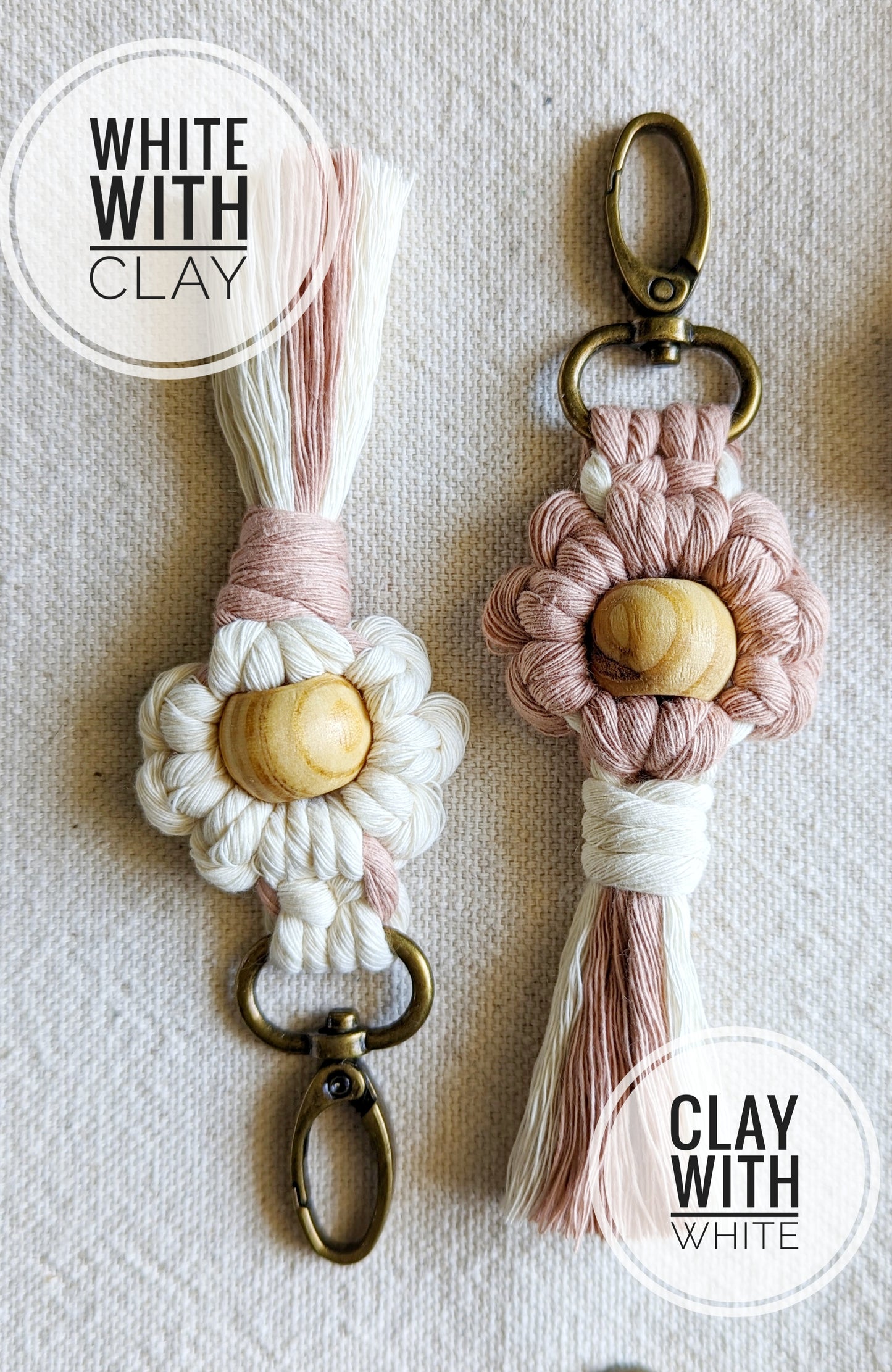 Macrame Daisy Keychain