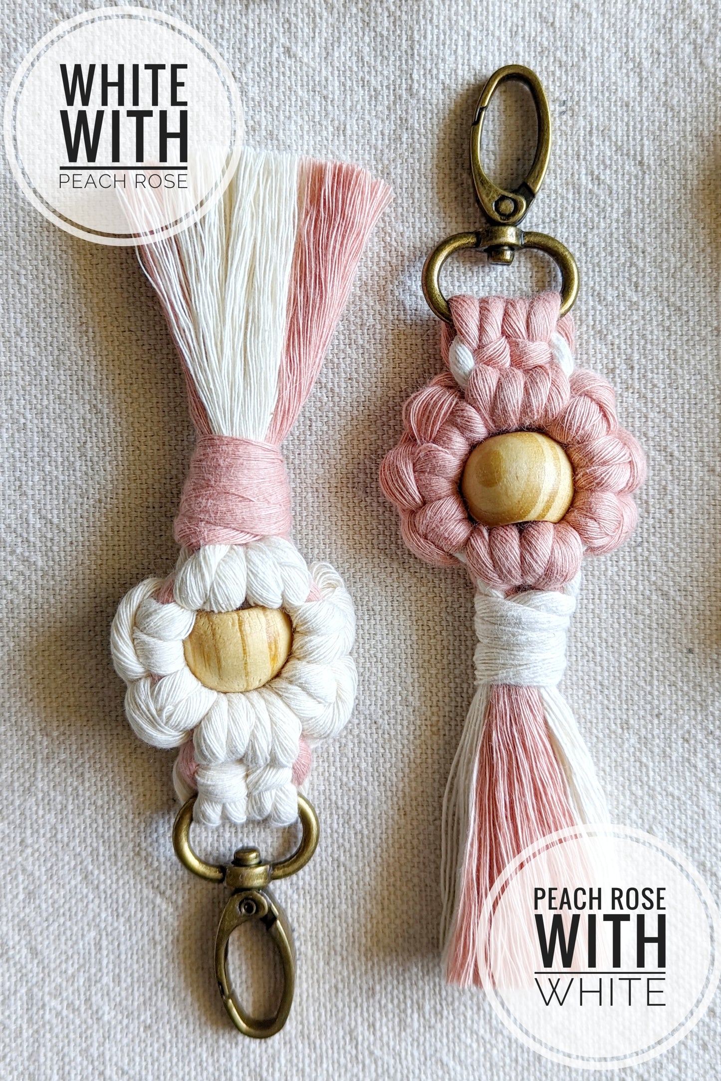 Macrame Daisy Keychain